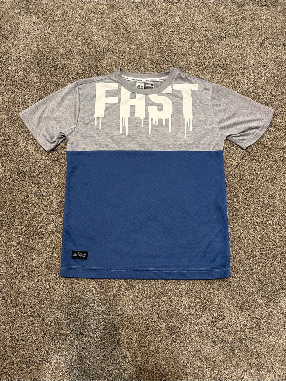 Boys RBX Two-Tone 'FAST' Graphic Tee - Blue & Gray Size Medium 10/12